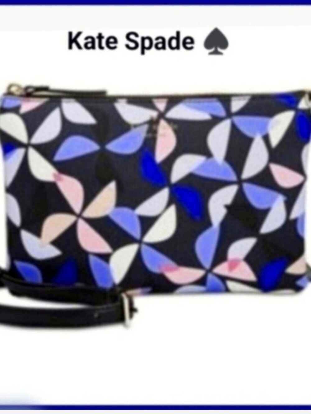 Kate Spade Crossbody Bag with Navy Blue & Pink Petal Print - Picture 4 of 8